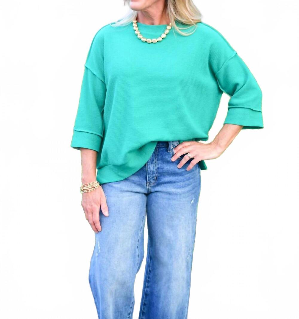NEW ZENANA double knit top in kelly green